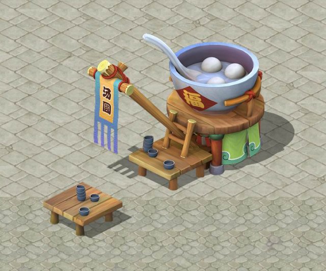 Cartoon version – soup round stall 3D Model