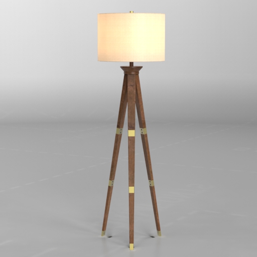 Tripod Wood Floor Lamp 3D Model