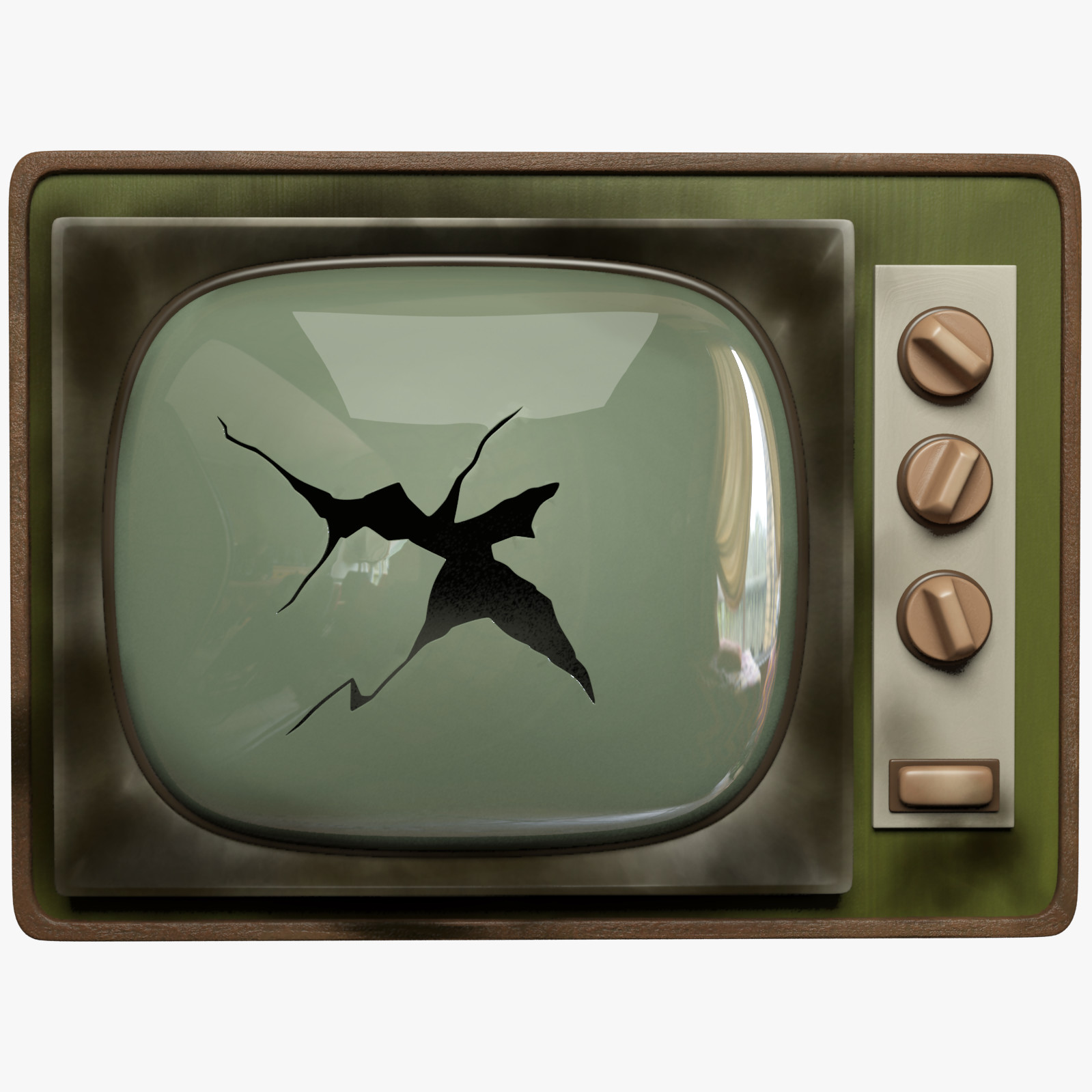Broken Old TV 3D Model