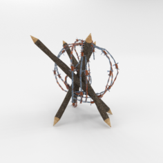 Lowpoly Barb Wire Obstacle 5 3D Model