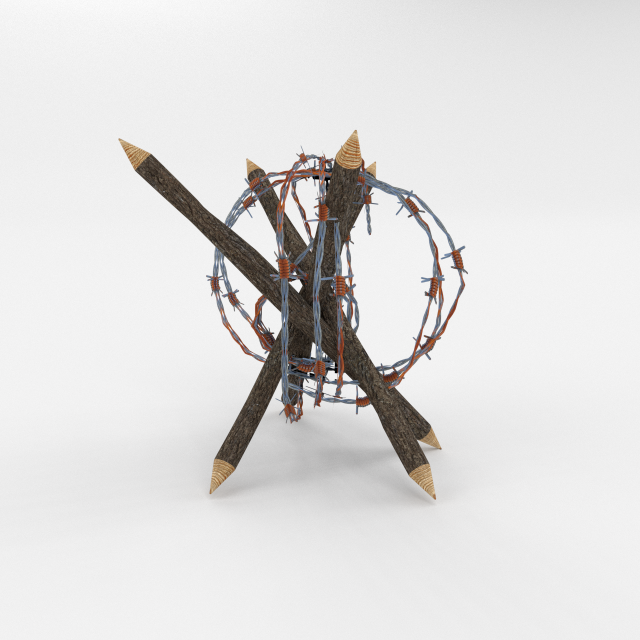 Lowpoly Barb Wire Obstacle 5 3D Model