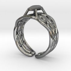 Cylindrical Helix Curve Ring 17.53mm with Marquise Gem 3D Print Model