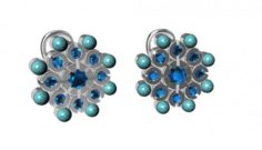 Earrings with Turquoise and gemstones 3D Model
