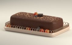 Cake with Berries Chocolate 3D Model
