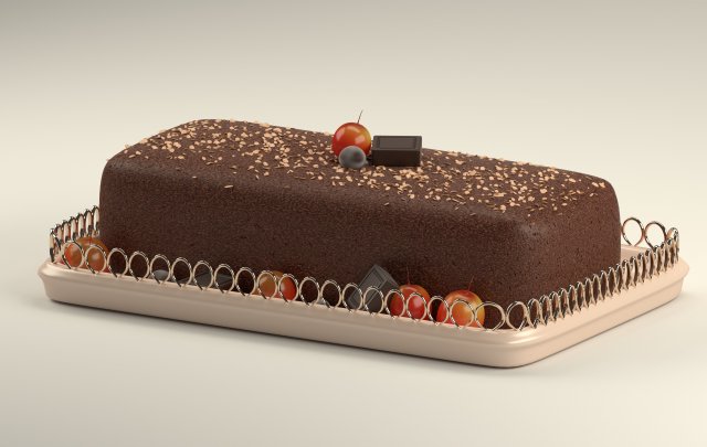 Cake with Berries Chocolate 3D Model