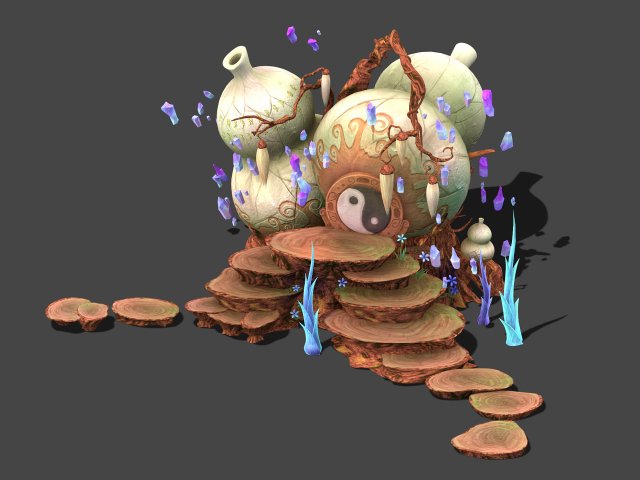 Cartoon sky city – treasure gourd mountain 3D Model