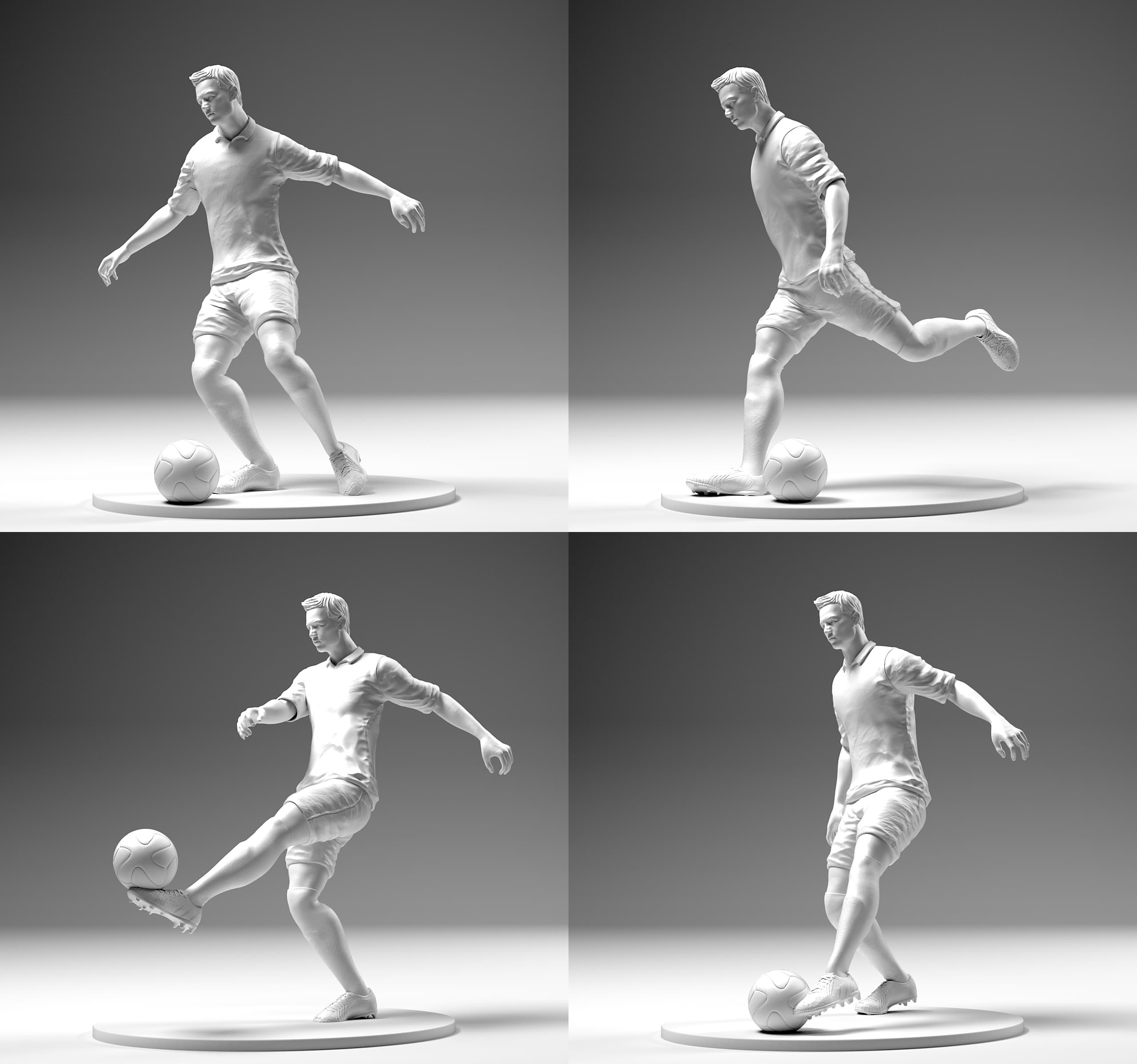 Footballer 02 Footstrike 4 in 1 Pack Stl 3D Model 3DHunt.co