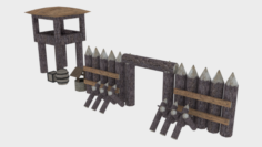 Village defence pack Low poly 3D Model