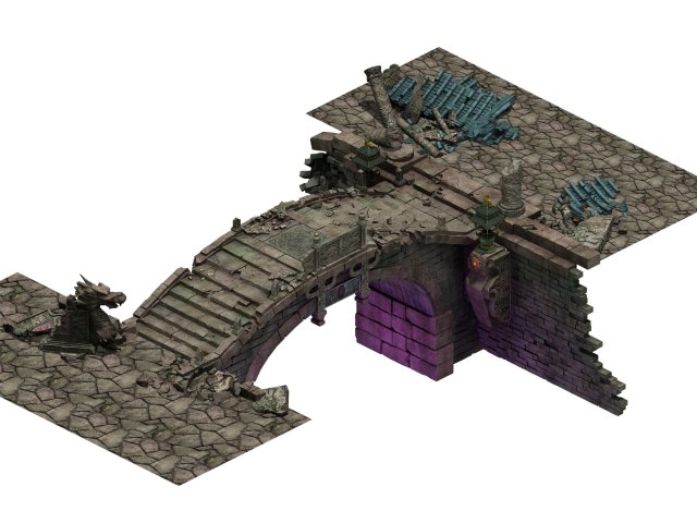Building ruins – broken stone bridge 3D Model
