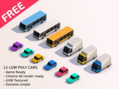 Cartoon Low Poly City Cars Pack Free 3D Model