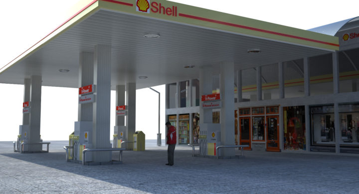 Gas station Shell 3D Model