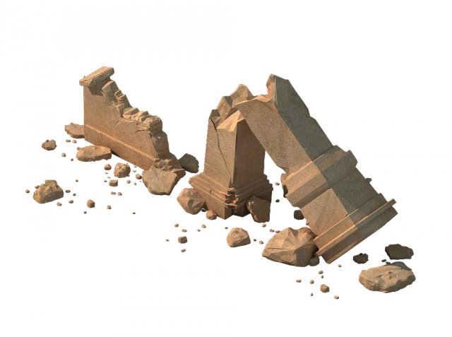 Desert ancient battlefield – Broken Wall pillar 02 3D Model