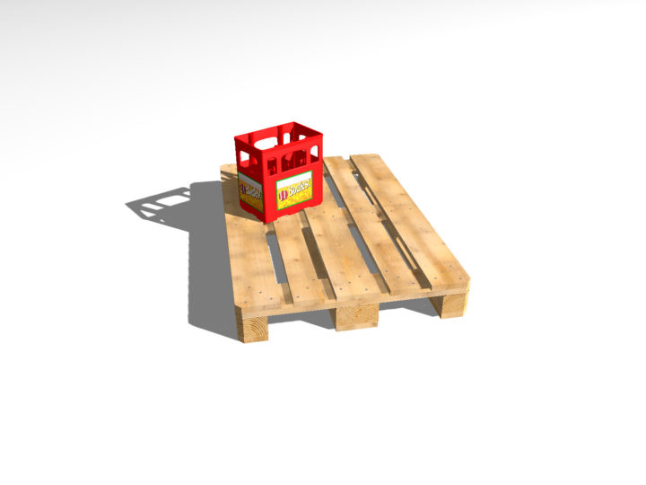 Beer crate for 11 bottles and Europallet set 3D Model