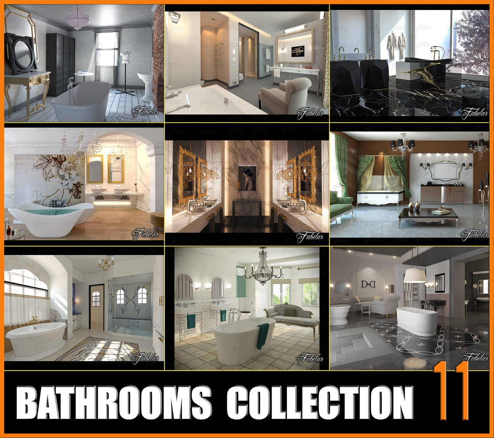 Bathrooms collection 11 3D model 3D Model