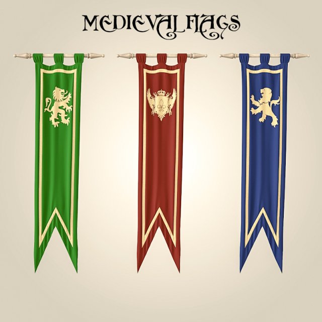 Medieval flags 3D Model