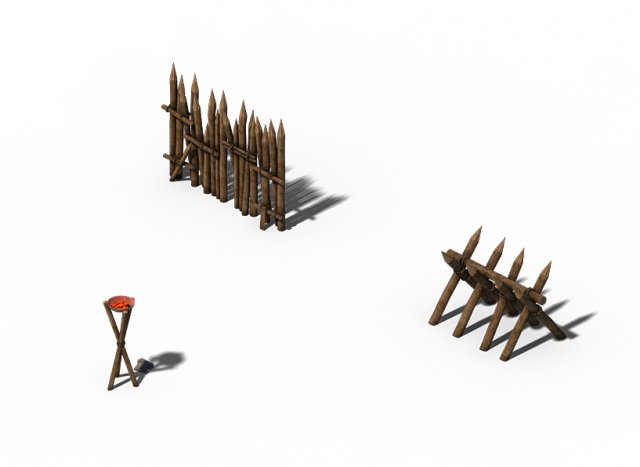 Barracks – Wooden fence 01 3D Model