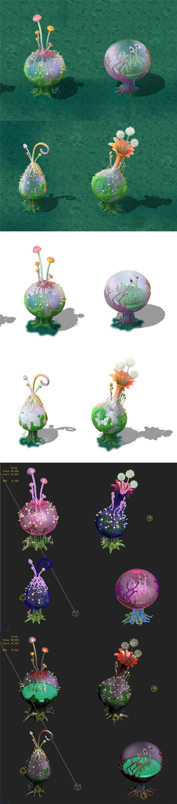 Cartoon version – hollow transparent spores
           3D Model
