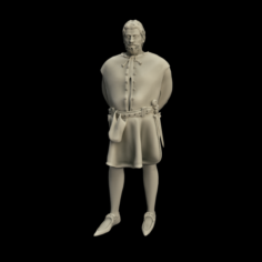 Medieval man figure with knife and sack 3D Model