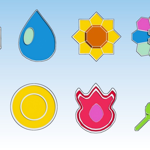 Pokemon Kanto Badges 3D Print Model