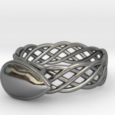 Torus Knot Plus Ring 17.53mm with Pear Gem 3D Print Model