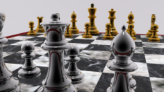 Chess Set Gold And Silver 3D Model
