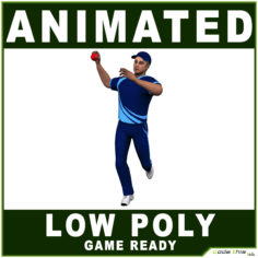 Cricket Bowler Low Poly 3D Model