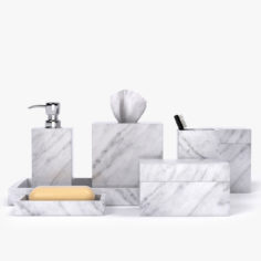 3D model Restoration Hardware Carrara Marble Bath Accessories 3D Model