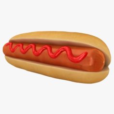 Hot Dog with Sauce 3D Model