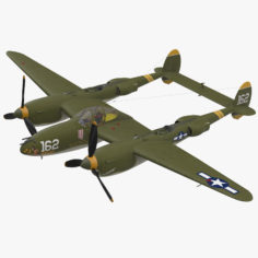 Lockheed P-38 Lightning US WWII Fighter Rigged 3D Model
