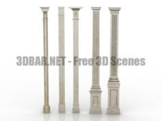 Classic plaster columns set 3D Collection