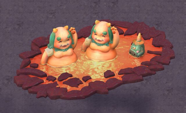 Cartoon hell – bathing ghosts 3D Model