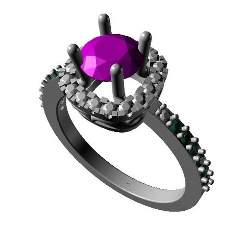 Free !! 3D CAD Model For Solitaire With Accents Ring 3D Print Model