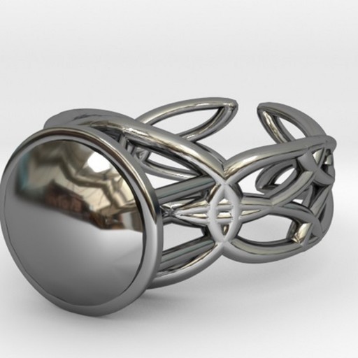 Enneper Curve Ring 17.53mm with Round Gem 3D Print Model