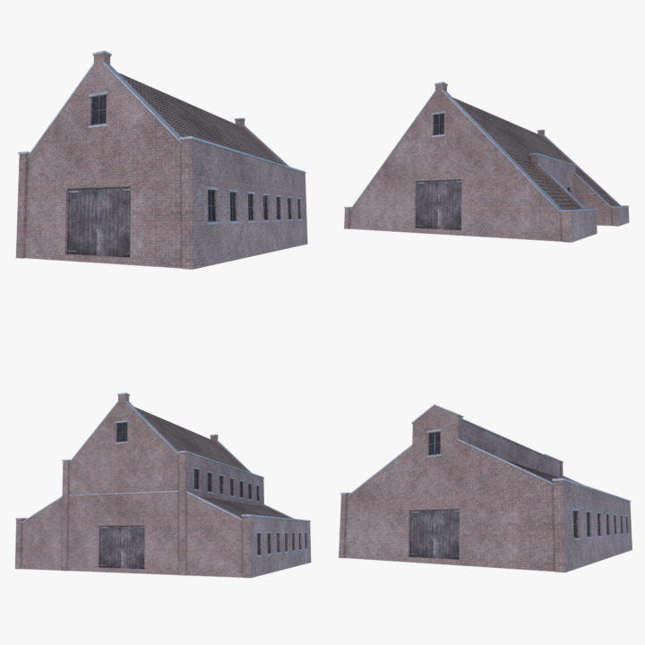 Old brick barn collection 1 3D model 3D Model