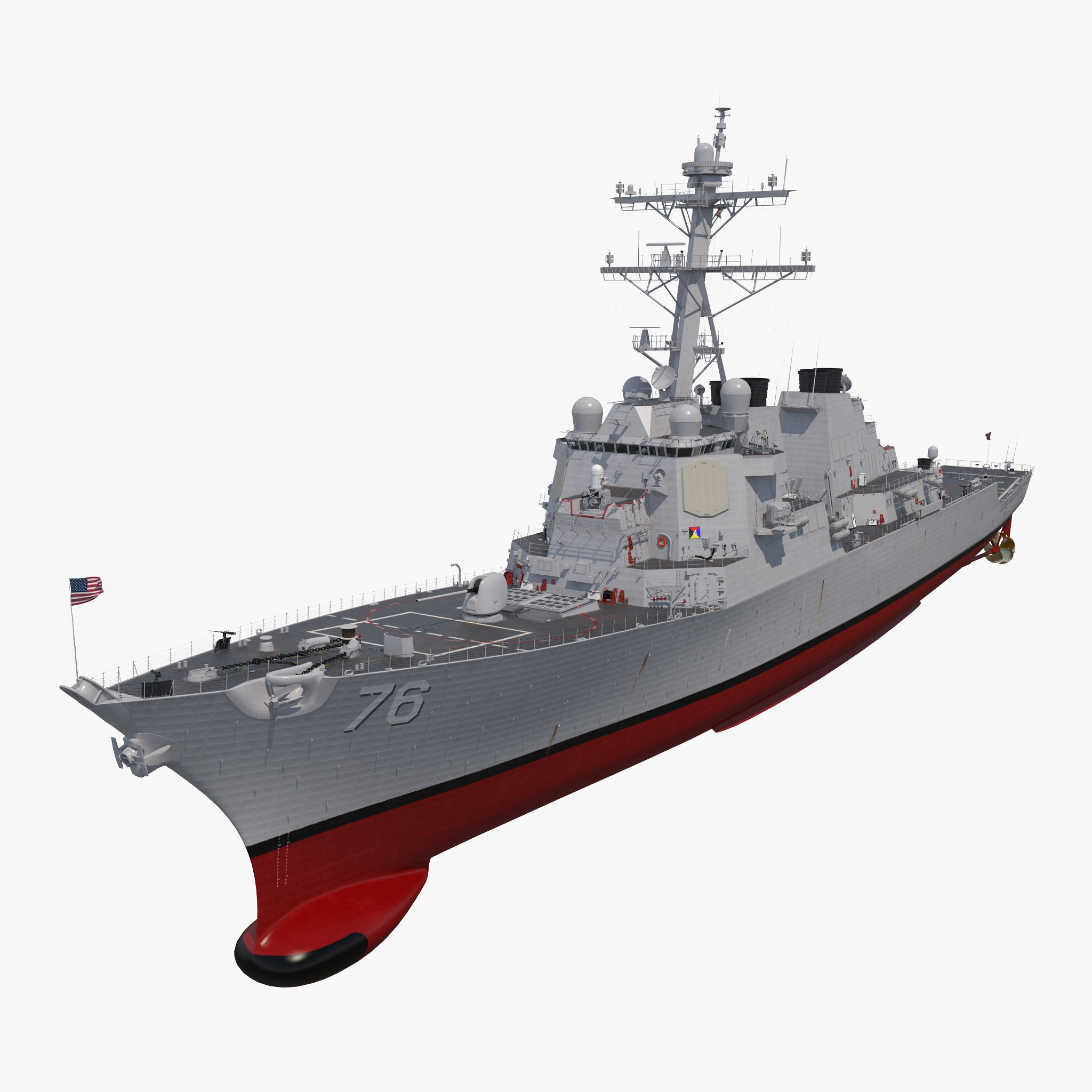 Arleigh Burke Destroyer Higgins DDG-76 Rigged 3D Model