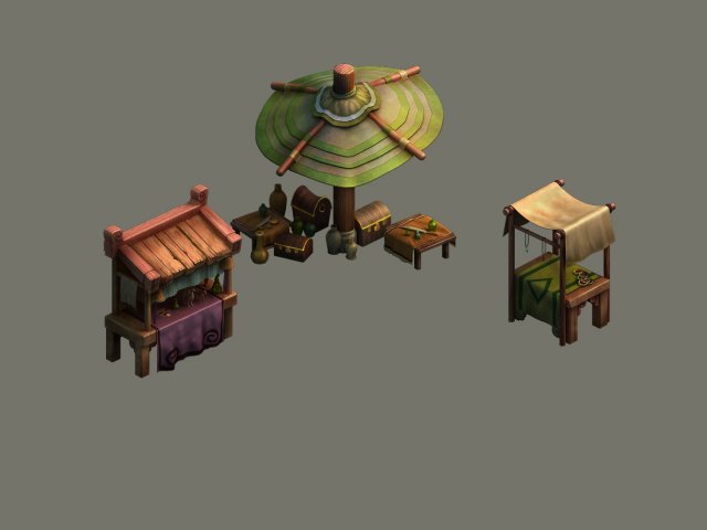 City – small business hawkers 3D Model