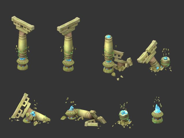 Cartoon Sky City – Temple of the stone pillars 3D Model