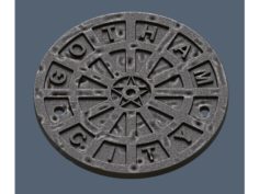 Gotham City Manhole Cover Coaster (Batman) 3D Print Model
