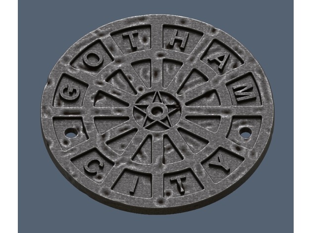 Gotham City Manhole Cover Coaster (Batman) 3D Print Model