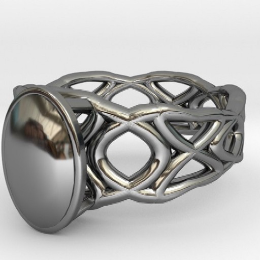 Tennis Seam Curve Ring 17.53mm with Oval Gem 3D Print Model