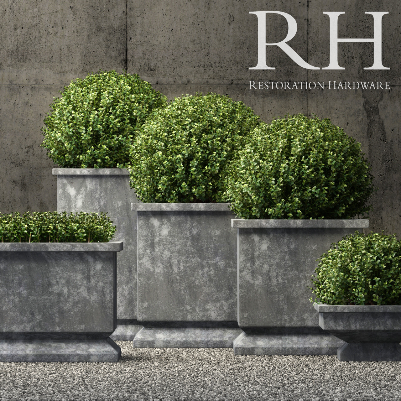 3D Restoration Hardware estate zinc footed planters 3D Model