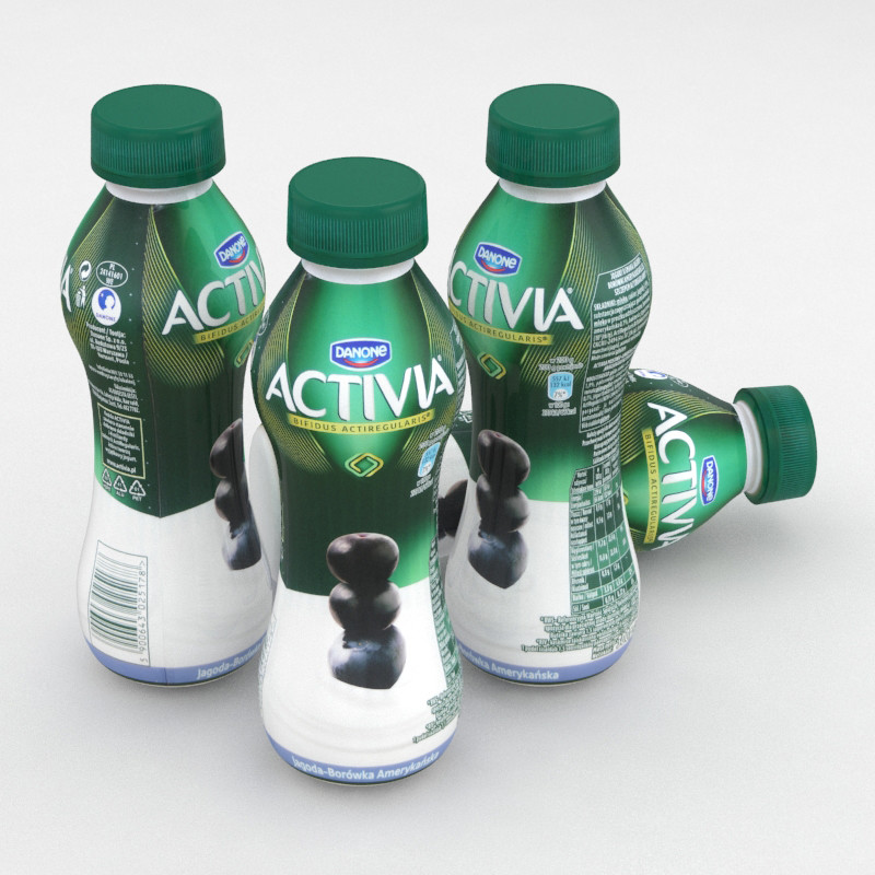 Dairy Bottle Danone Activia Highbush Blueberry 300g 3D Model
