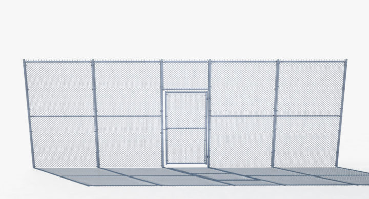 Chain Link Fence And Gate 3D model 3D Model