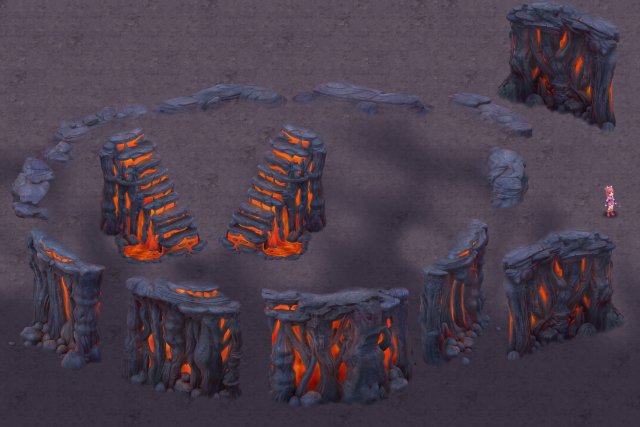 Cartoon hell – false terrain – hell lava pit 3D Model