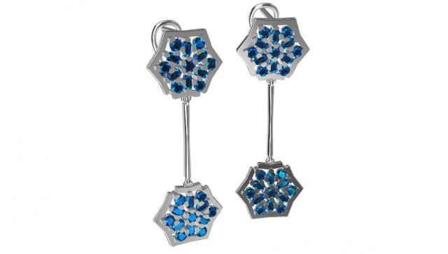 Earrings with gems 3D Model