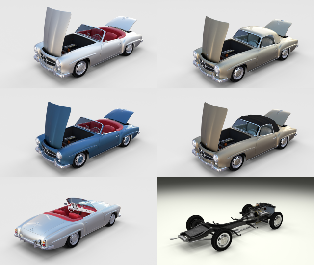 Full Mercedes 190SL Pack 3D Model