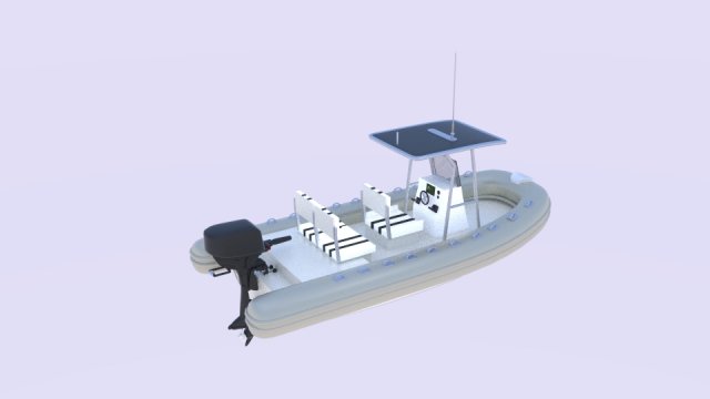 Twin Engine Inflatable Boat 3D Model
