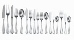 Table Cutlery 17 Items Set 3D Model