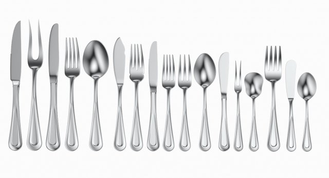 Table Cutlery 17 Items Set 3D Model