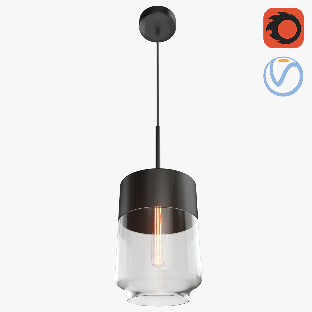 3D Edison Loft Glass-Metal Lamp model 3D Model